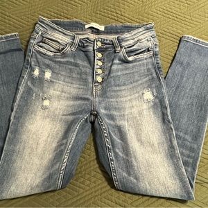 Flying Monkey Button fly Skinny Jeans size 29  feel they run big,very stretchy